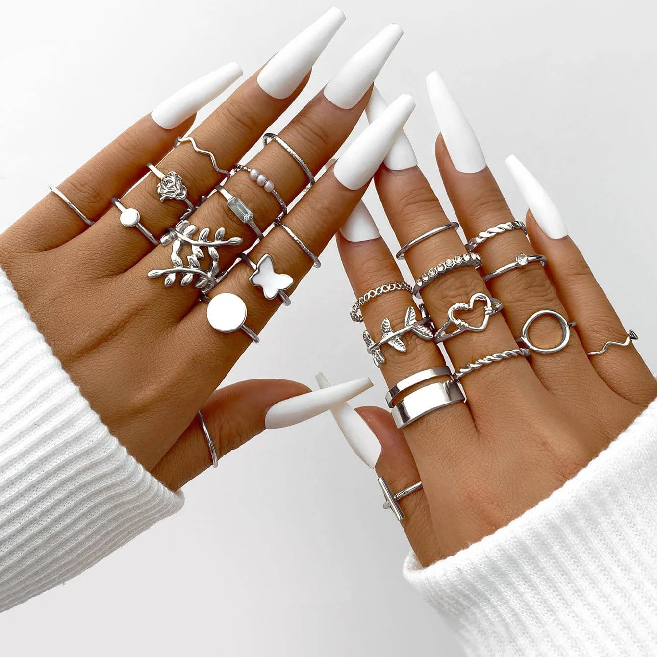 58PCS Vintage Herz Schlange Schmetterling Ringe Set für Frauen Mode Metall Vergoldet Geometrische Hohl Finger Ring Schmuck Geschenke neue