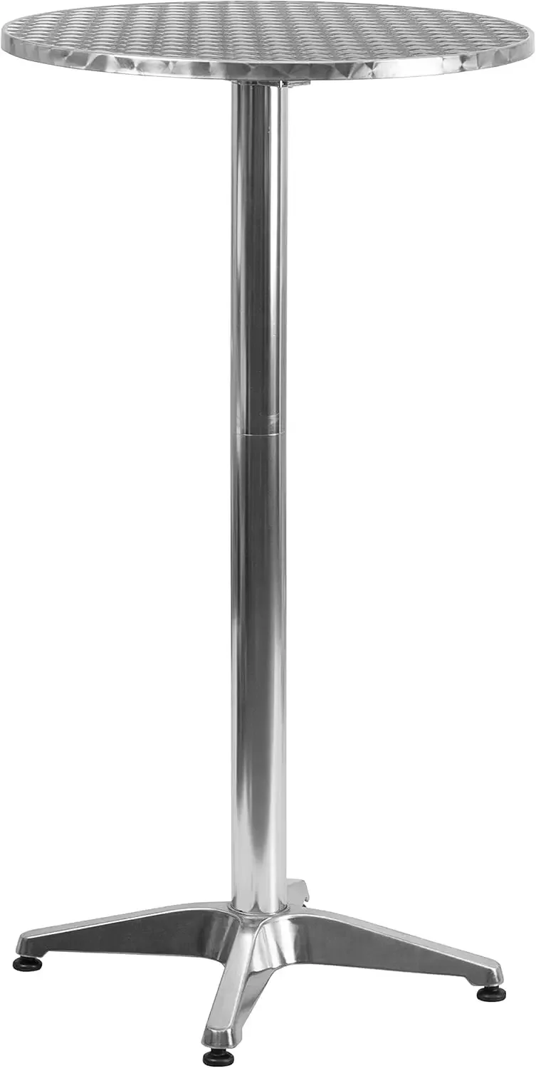 

23.25" Round Aluminum Indoor/Outdoor Bar Height Table with Flip-Up Top, Heavy-Duty Aluminum Flip-Up Top Cocktail Table