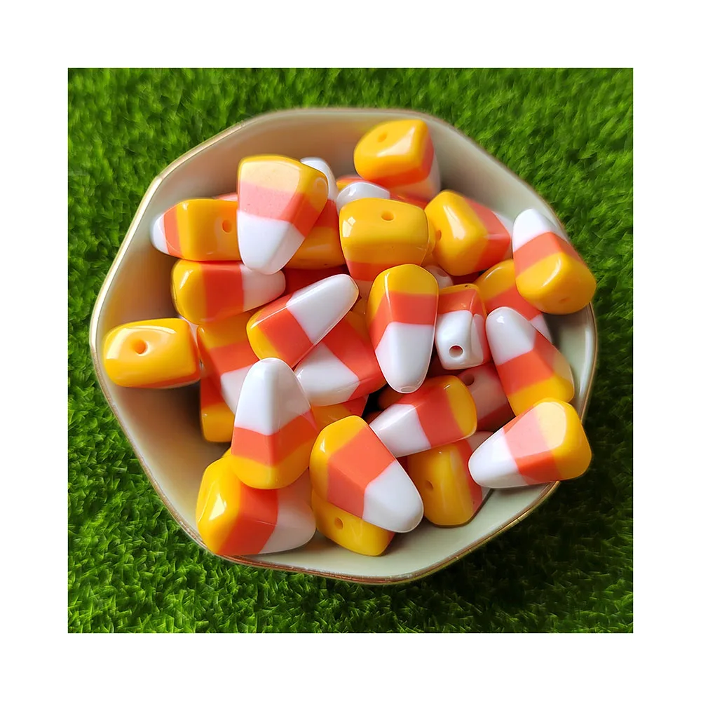 Halloween Resin Candy Corn Flatback Beads With Hole Earrings Women'S Jewelry Set For DIY Jewelry Making Findings