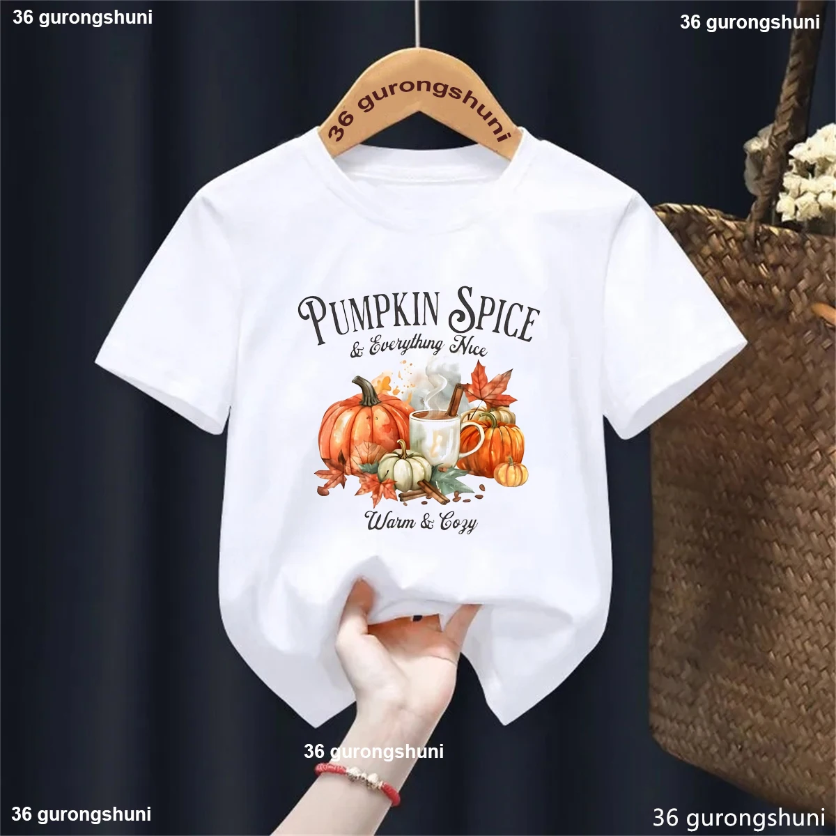 

Pumpkin Spice Tee Fraphic Printed T Shirt Girls/Boys Thanksgiving Gift Kids Clothes Summer Short Sleeve T-Shirt Children Tops