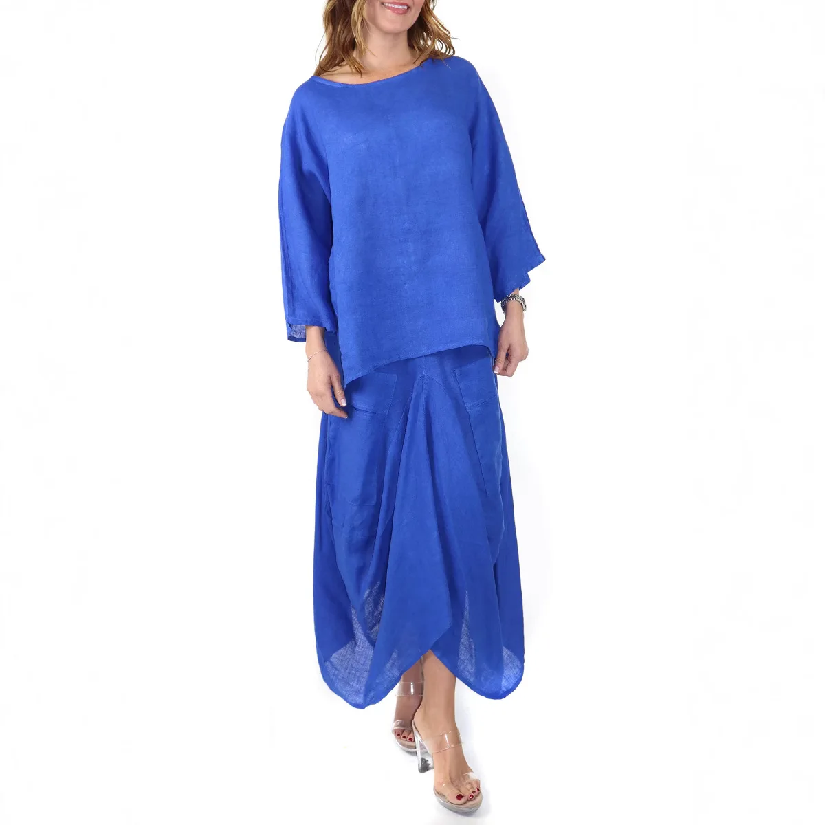 

Skirt Sets Women 2 Piece Outfit Spring Summer New Daily Suit Women's Round Neck Long Sleeved Top Solid Color Skirt Two-piece Set