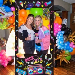 Back To The 80s 90s Photo Booth Frame Backdrops Radio Skateboard Graffiti Birthday Party Decoration Shooting Photo Booth Props