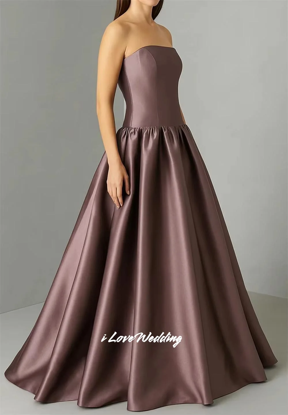 Dames strapless a-lijn meerlaagse mouwloze galajurk فسات Gonzع Vloerlengte vestidos de noche geplooid op maat