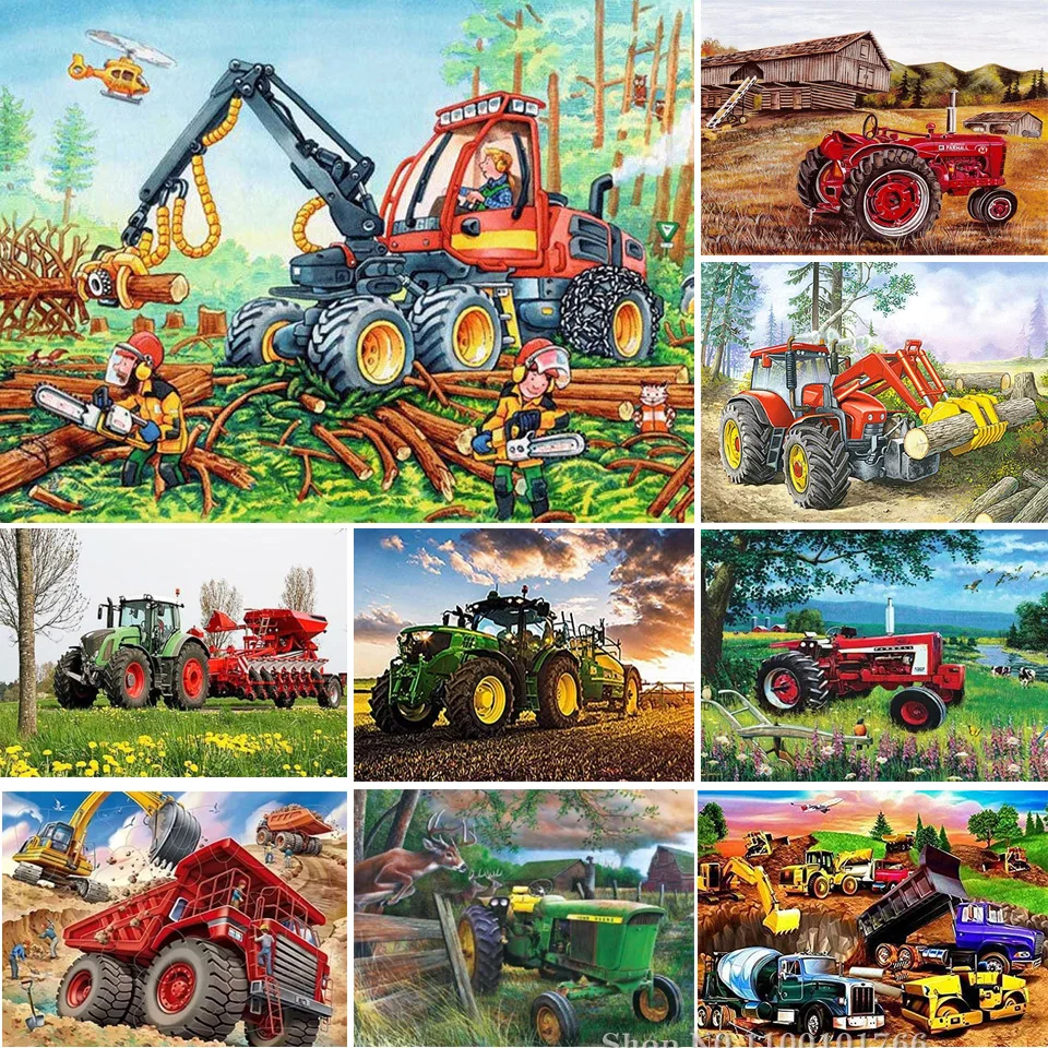 5D Diy Diamond Painting Excavator Harvester Full Rhinestones Embroidery Mosaic Art Cross Stitch Kits Home Decor New Arrival 2023