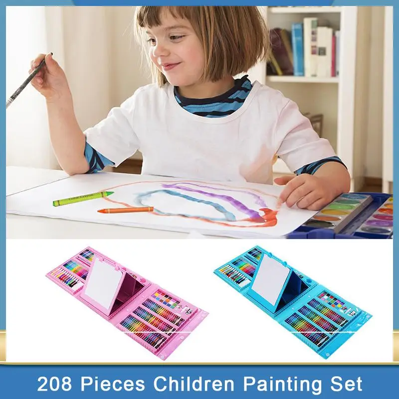 208 Pieces Children Painting Set Watercolor Pen Crayon Paintbrush With Drawing Board Educational Toys Doodle Art Kids Gift