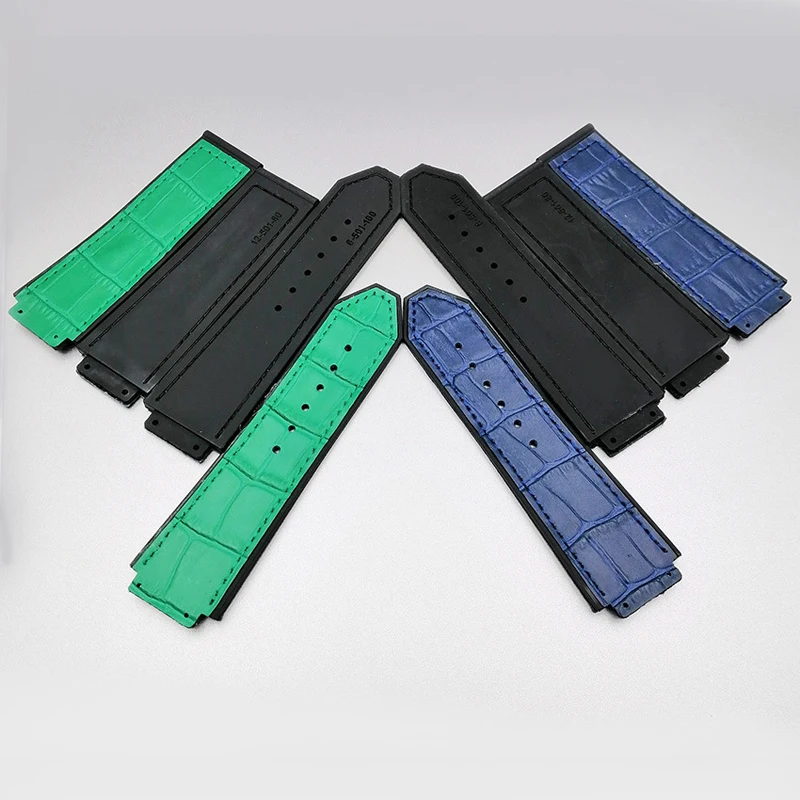 Watch Band 19mm*25mm High quality Genuine leather strap for Hublot series fashion business 22mm clasp ladies rubber sports strap