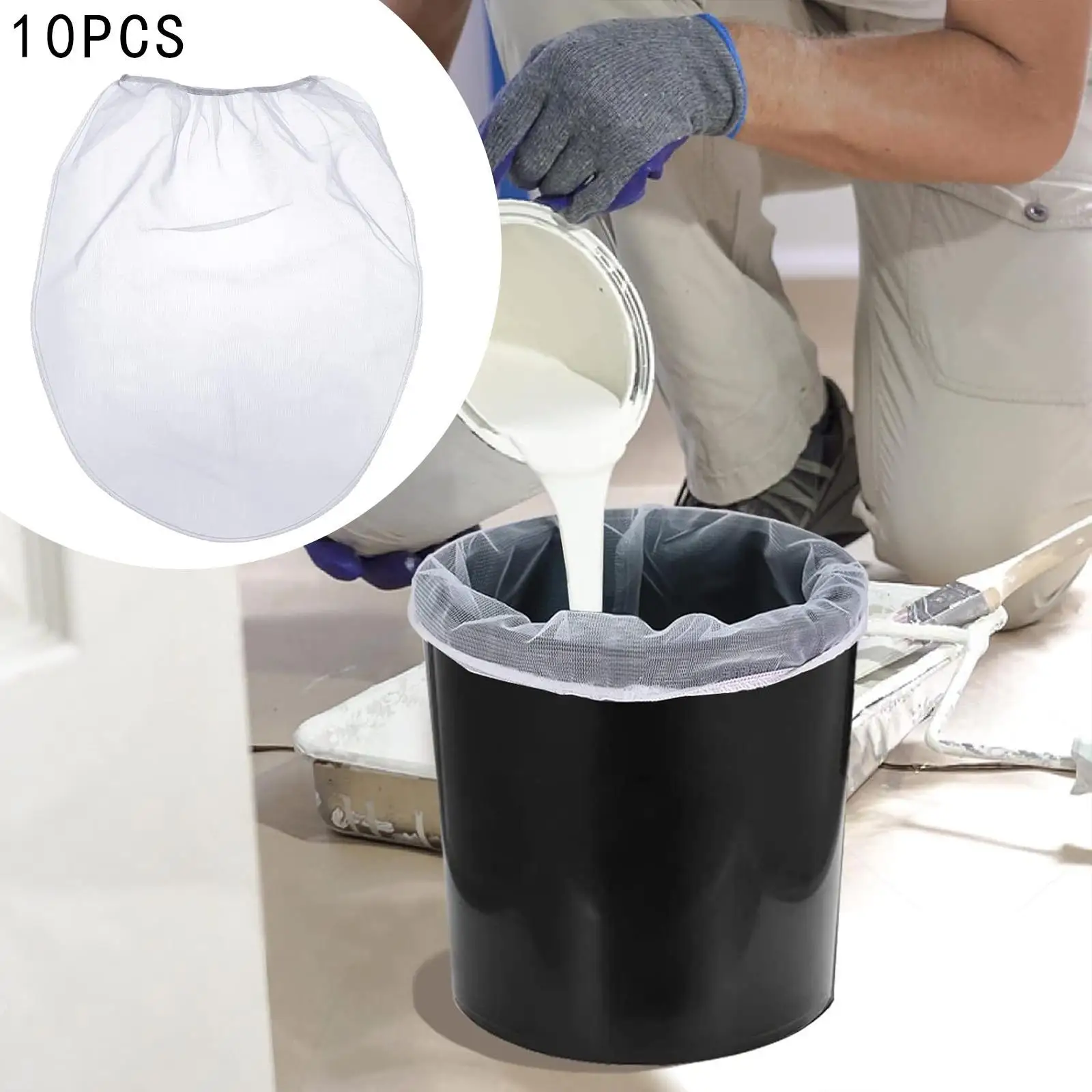 Polyester Paint Strainer Bags 10 Count Mesh Filter Bags for Bucket Elastic Opening Reusable Leakproof Edge Fine Filtration Paint