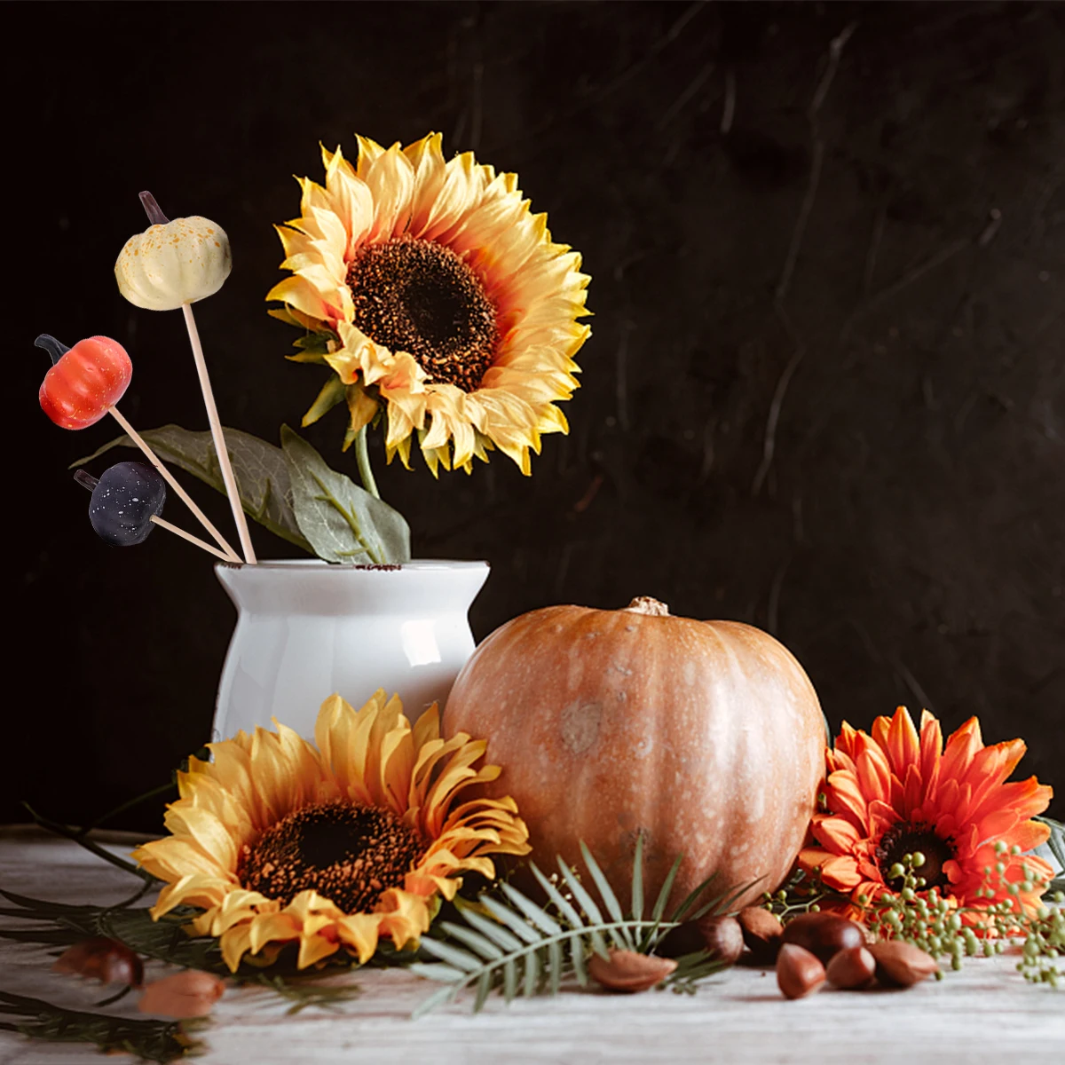 

6pcs Pumpkin Decorations Halloween Bouquet Ornament Lightweight Green Environmental Protection Advanced Materials for Wedding