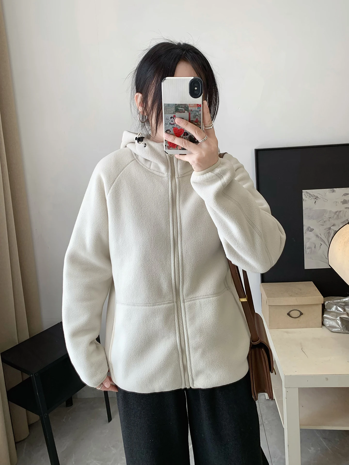 

Silver Home Casual Fce Lined Hooded Jaet Women's ort Sle Warm Polyester Fiber Zipper Closure Thi Winter Coat