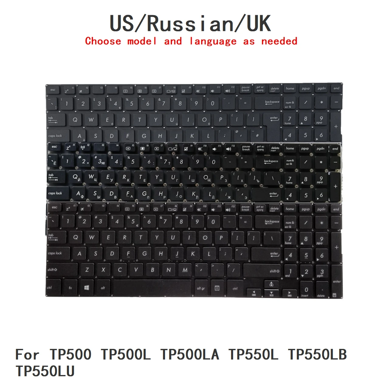 New US Russian UK Language  Keyboard For ASUS TP500 TP500L TP500LA TP550L TP550LB TP550LU Notebook PC Replacement Keyboard