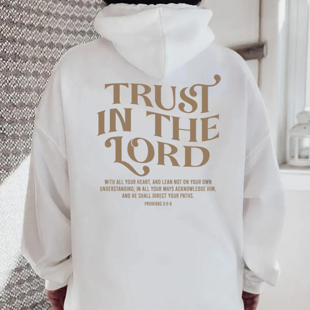 Aesthetic Christian Sweatshirt Bible Verse Hoodie Women\'s Religious Hoodies Trust in The Lord Pullover Faith Top Christian Gifts