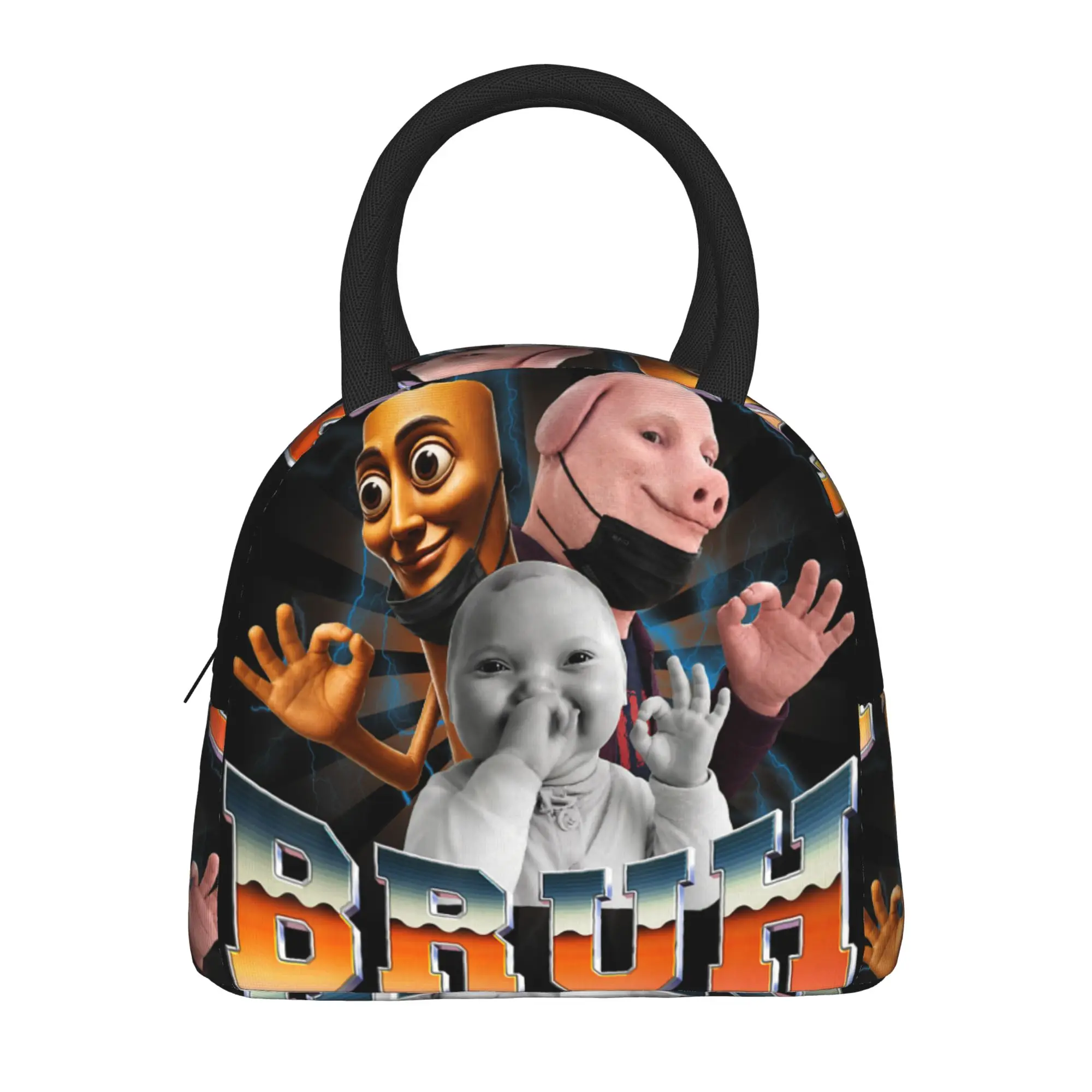 Bolsa de almuerzo divertida con meme de John Pork Tung Sahur Ai Baby Fairs Bruh Slang para mujer, lonchera personalizada, linda bolsa térmica para pícnic al aire libre