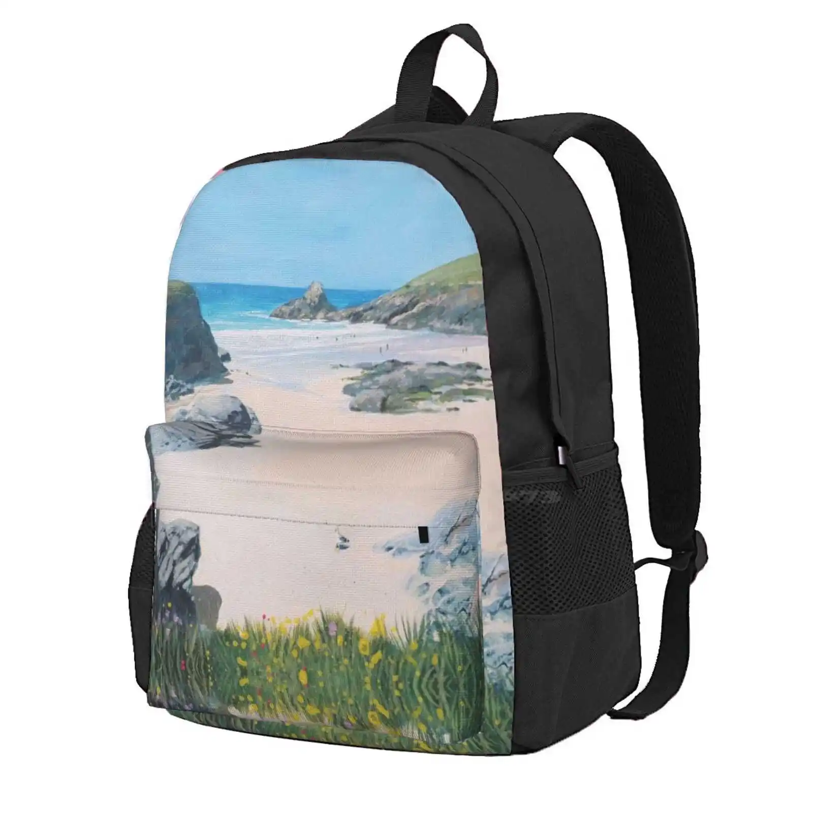 Trevone - Cornwall Uk Hot Sale Schoolbag Backpack Fashion Bags Cornwall Cornish Uk Beach Sand Seagull Trevone Bay Jenny