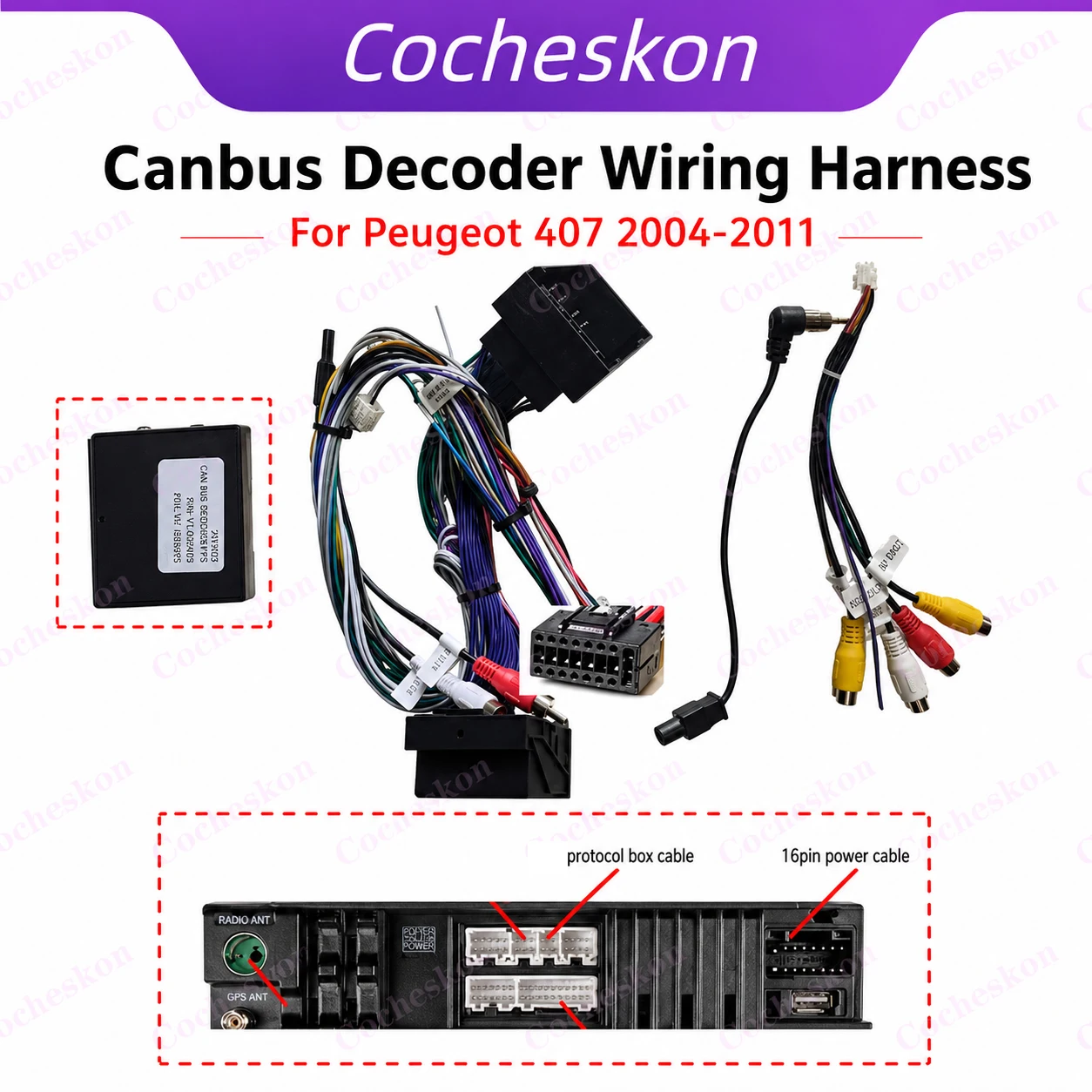 Car 16pin Wiring Harness Adapter Canbus Box Decode Android Radio