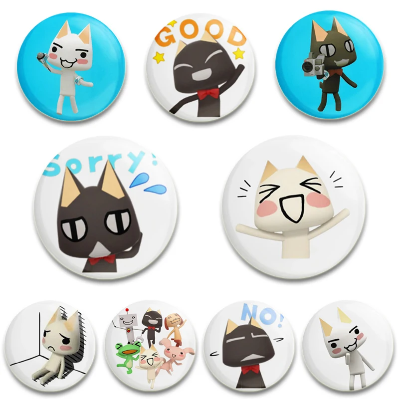 58/44/32MM Cartoon Funny Toro Inoue Cat Pins Tinplate Badge DIY Custom Brooch for Fans Collection Gifts Decorative Clothes Hats