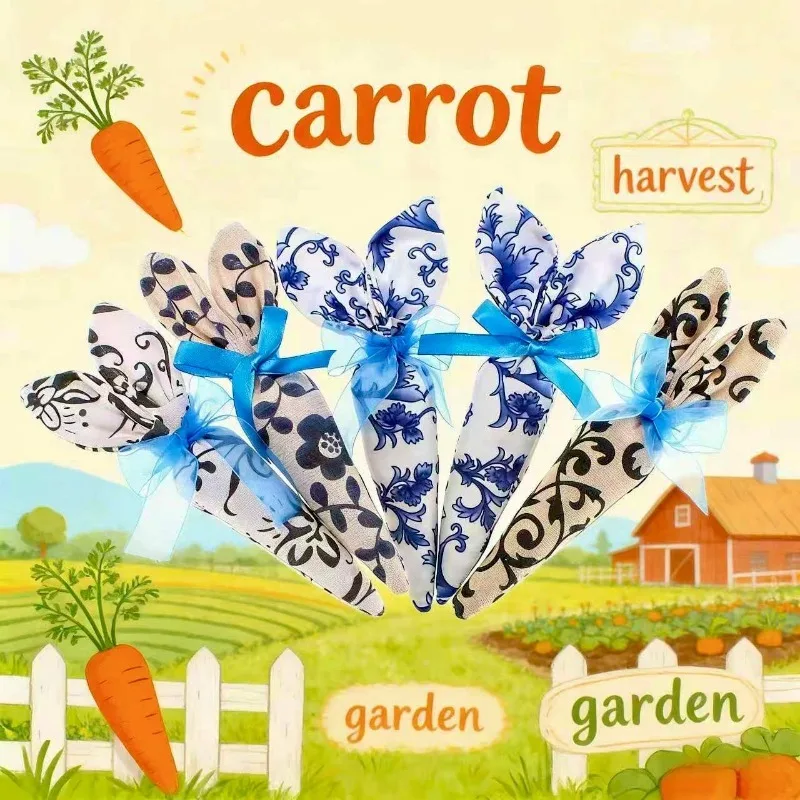 

Chinese Style Blue & White Porcelain Fabric Carrot Ornament Home Desktop Decor for Living Room Party & Elegant Scene Decor