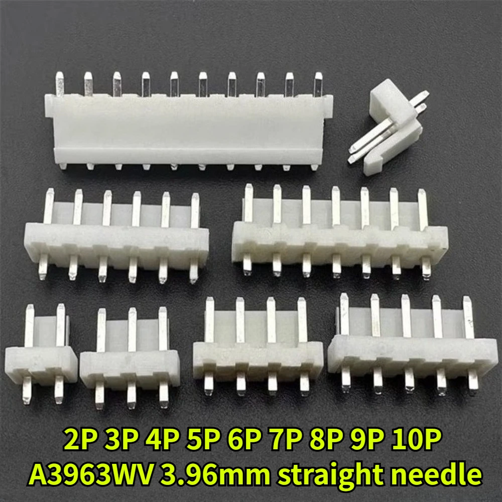 20-100Pcs A3963WV Straight Needle with Lock Buckle Pitch 3.96mm Vertical Type Needle Socke 2P 3P 4P 5P 6P 7P 8P 9P 10P Connector