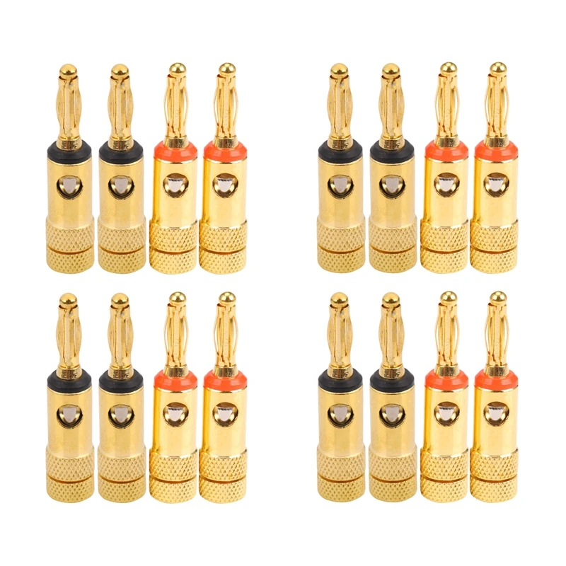 Conectores tipo banana chapados en oro TTKK 8 rojos 8 negros 4 mm 16 piezas LL68-4BP1