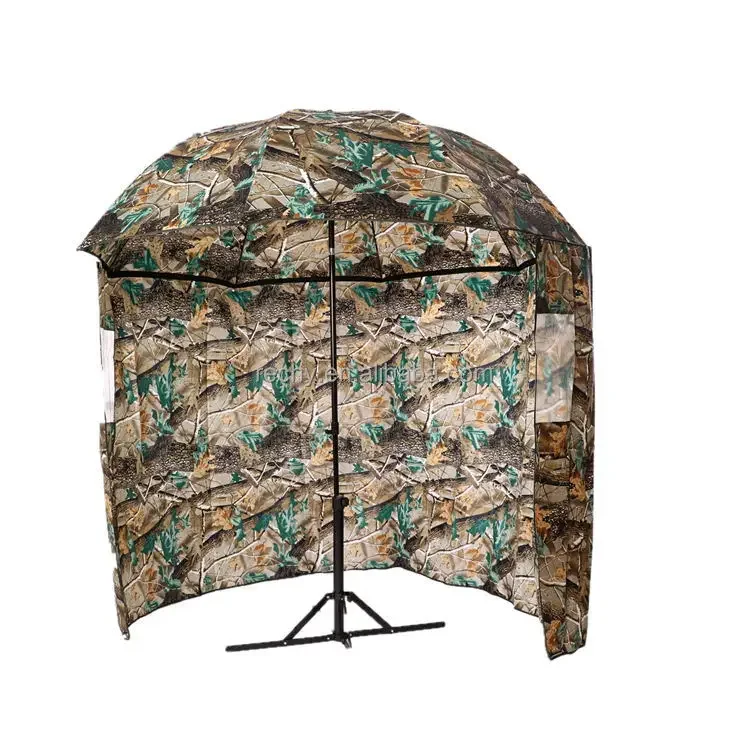 Hot Sale camouflage outdoor waterproof 190T PA coating 2.5m Carp Fishing Shelter Brolly Umbrella