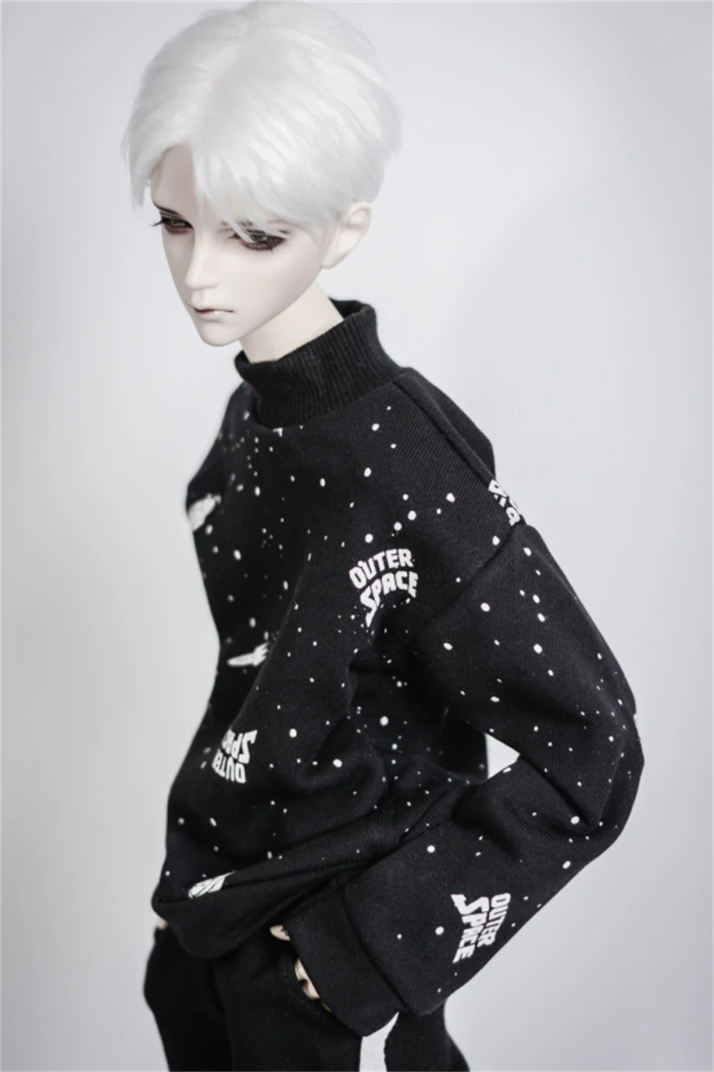 BJD doll clothing is suitable for 1/3 1/4 MSD man POPO68 SSDF Ghost2 Uncle size with black space hoodie T-shirt doll accessories