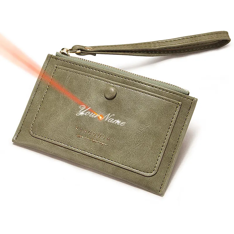 

New Short Women Wallets Free Name Engraving Zipper Card Holder Mini Slim Female Clutch Bag Wallet Cute Coin Pocket Women's Purse