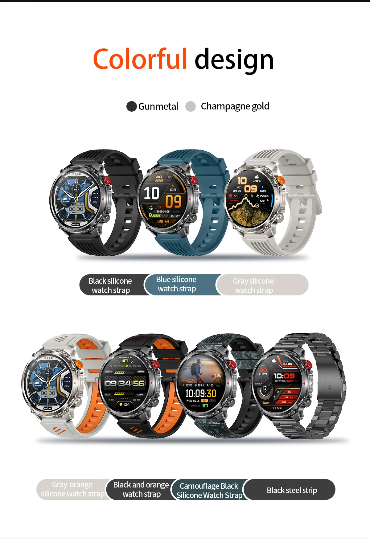 Neue Smartwatch für Herren mit 1100mAh Großbatterie, Outdoor GPS, Taschenlampe, Kompass, IP68 Wasserdicht, HD-Anruf, 1,7 Zoll AMOLED, Sport-Smartwatch – Detail 15
