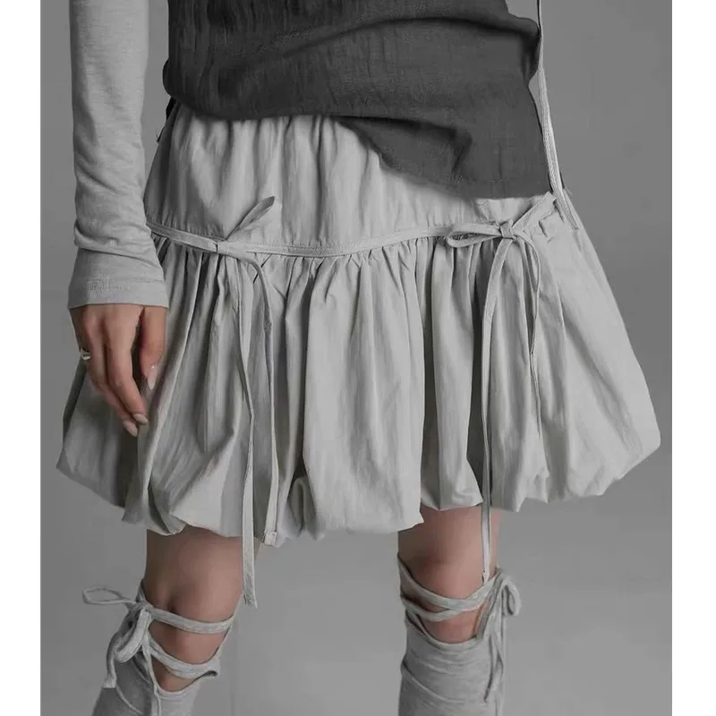 

ay Pleated Flared f-length Skirt with Waisand Flower Bud Design Sweet Cool Lantern ort Skirt Korean Sle High Waist