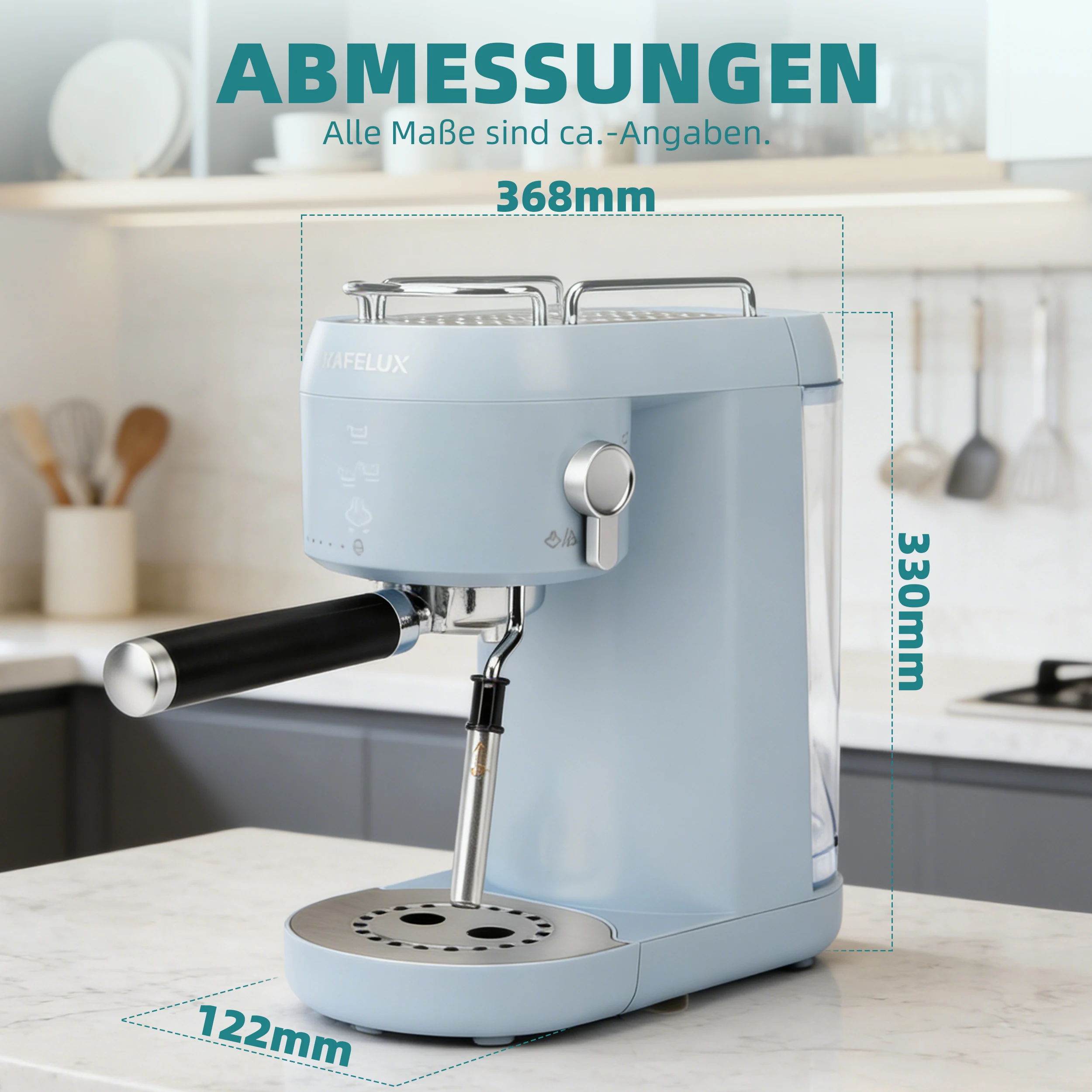 Cafetera Espresso de 20 Bares con Vaporizador de Leche, Calentamiento Rápido de 1400W, Tanque de Agua de 1L para Latte y Cappuccino en Casa
