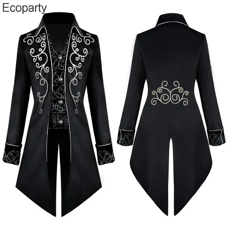 Men Steampunk Medieval Cosplay Costumes Vintage Turn Down Collar TailCoat Jacket Victorian Larp Cosplay Jacket Coats abrigo