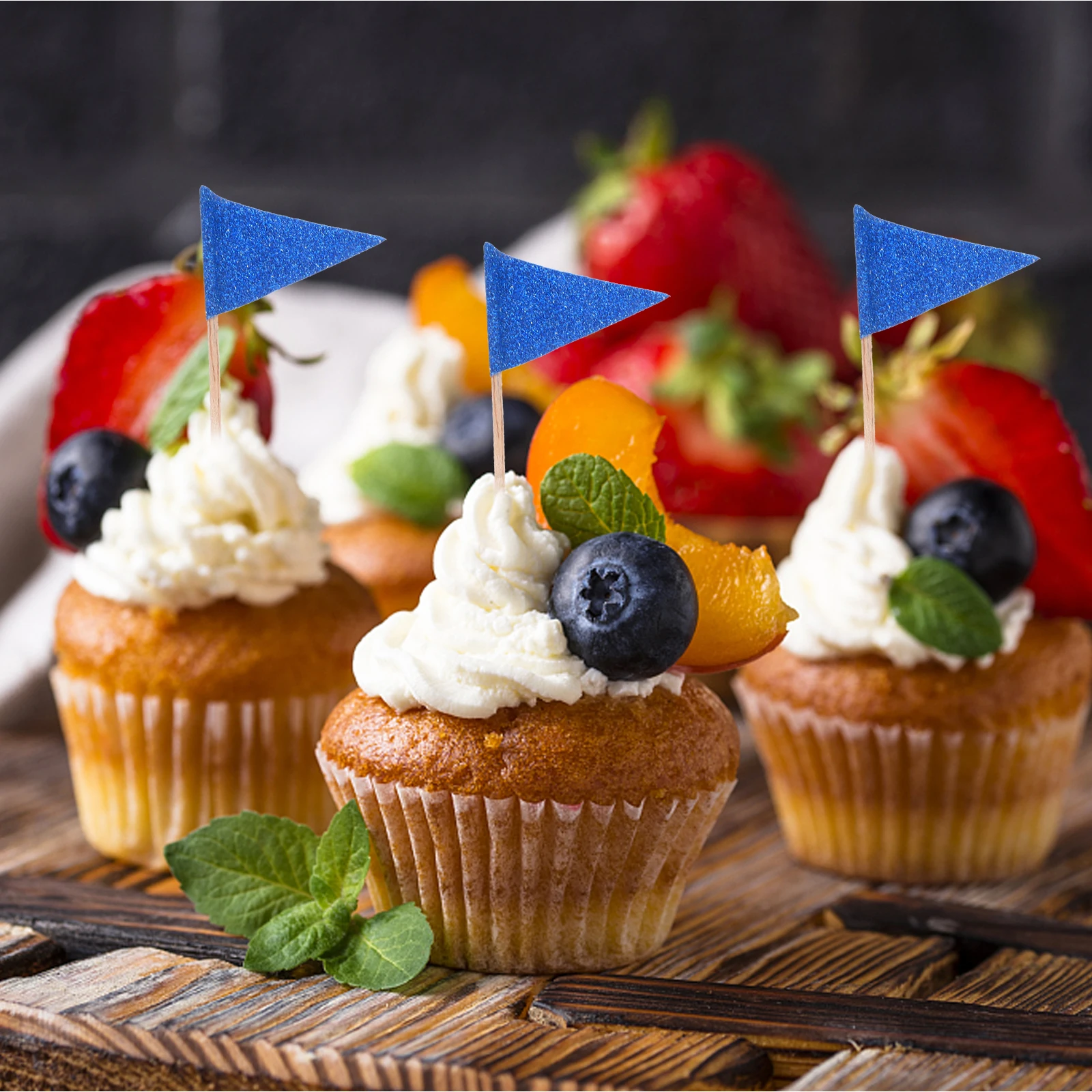 

60Pcs Cake Toppers Triangle Flags Creative Mini Toothpick Sticks Party Dessert Decoration Food Flag Picks Cupcake