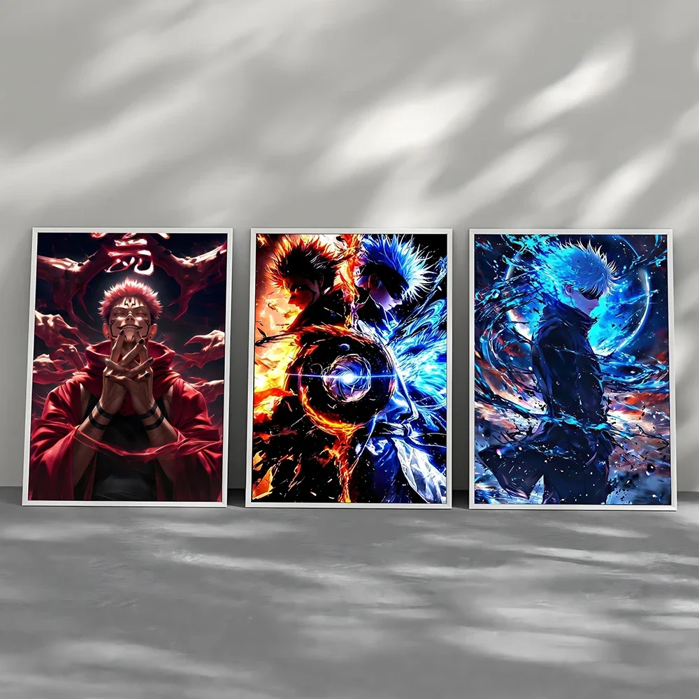 1 قطعة أنيمي Jujutsu Kaisen يطبع المشارك الشكل Itadori يوجي جوجو ساتورو قماش اللوحة ديكور المنزل المشارك المشجعين الهدايا غير المؤطرة