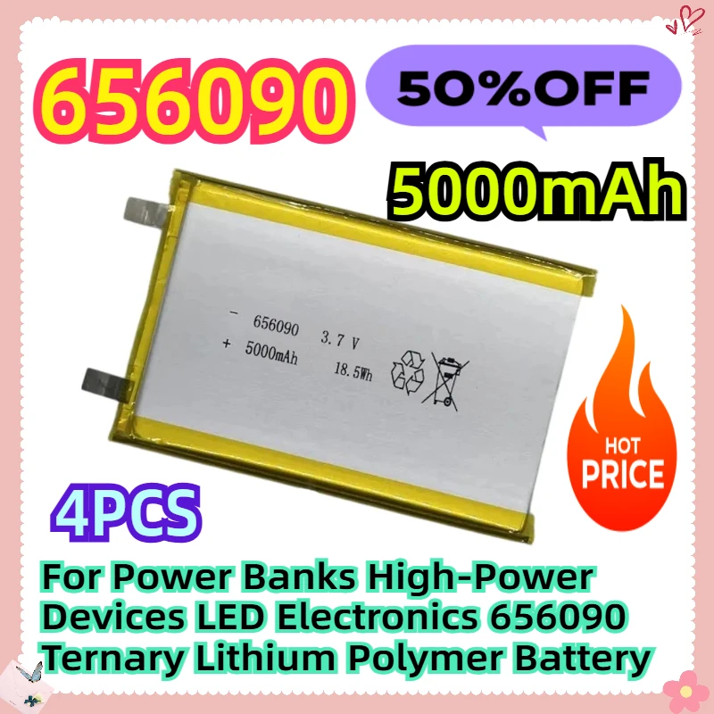 

For Power Banks High-Power Devices LED Electronics 656090 3.7V 5000mAh Ternary Lithium Polymer Battery