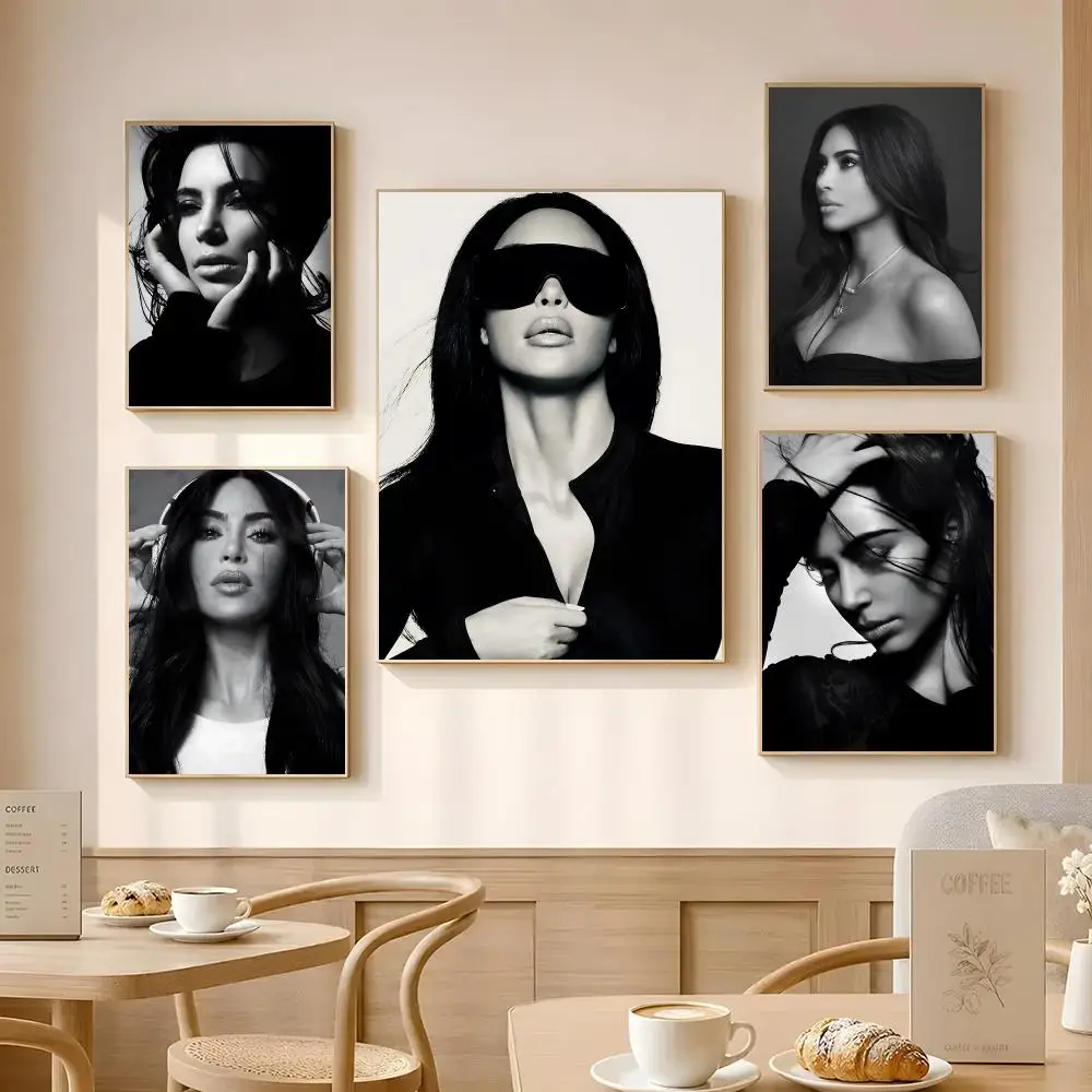 Actor Kim Kardashian Poster Poster Self-adhesive Art Waterproof Paper Sticker Coffee House Bar Room Wall Decor
