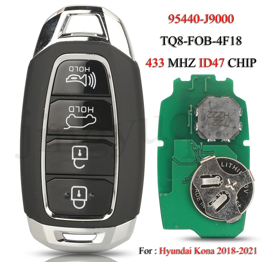 

jingyuqin 95440-J9000 Remote Smart Keyless Car Key For Hyundai Kona 2018-2021 FSK 433.92Mhz ID47 Chip TQ8-FOB-4F18