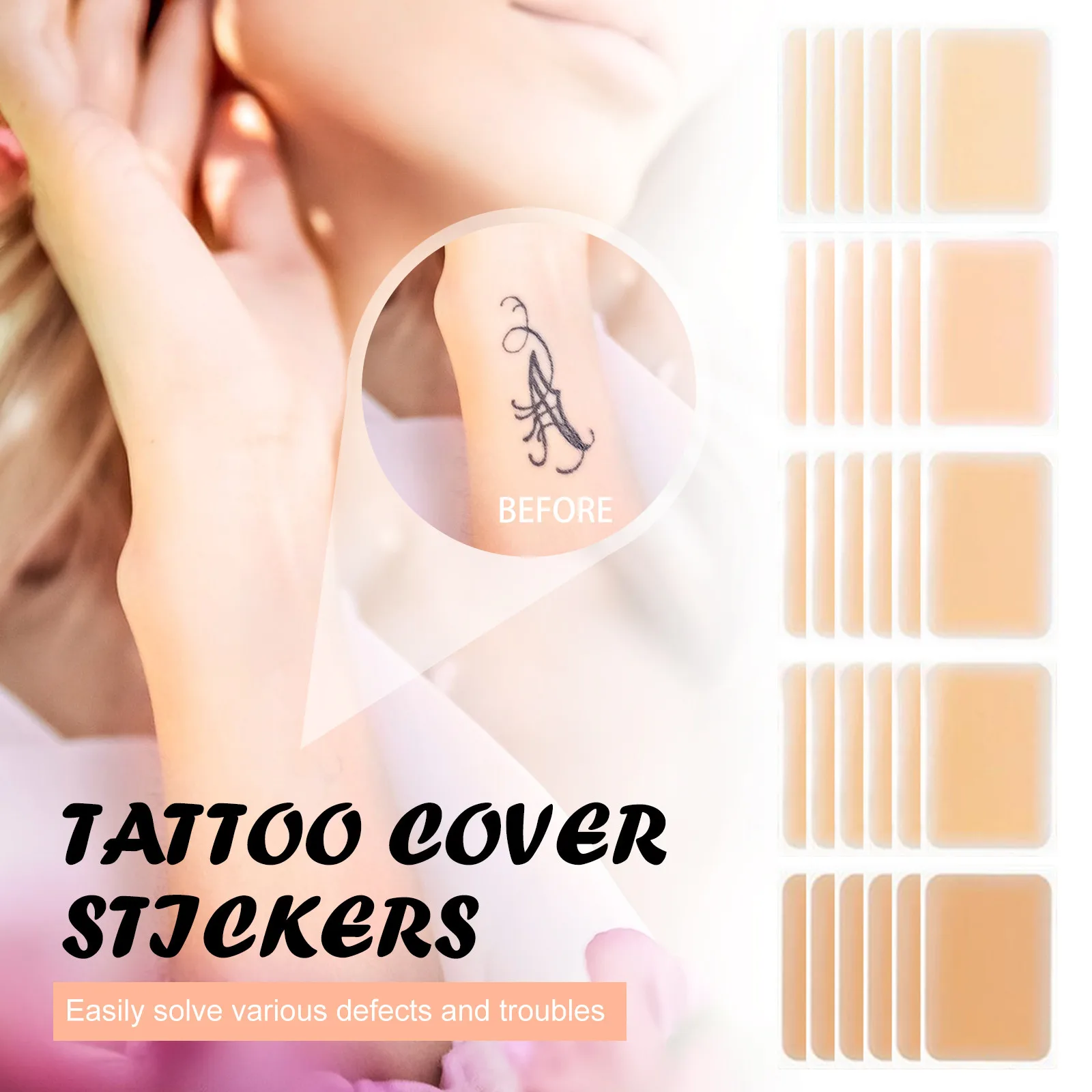 Natural Fit Tattoo Cover Up Patch,Summer Invisible tattoo covering sticker,Ultra Thin Cover Up Tape,Waterproof breathable,6 pcs