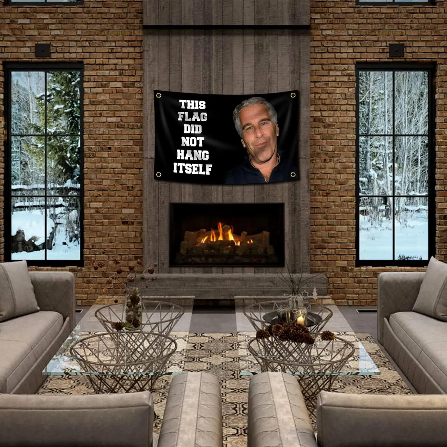 This Flag Did Not Hang Itself Funny Jeffrey Epstein Flag Durable Man Cave Wall Flag with Brass Grommets 3x5ft with 4 Grommets