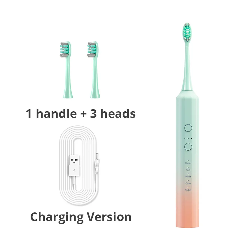 

Electric Toothbrush Cleaning Teeth Brush Waterproof USB Rechargeable Tooth Brush 5 Modes IPX7 Soft Hair With 3 Replacement Head