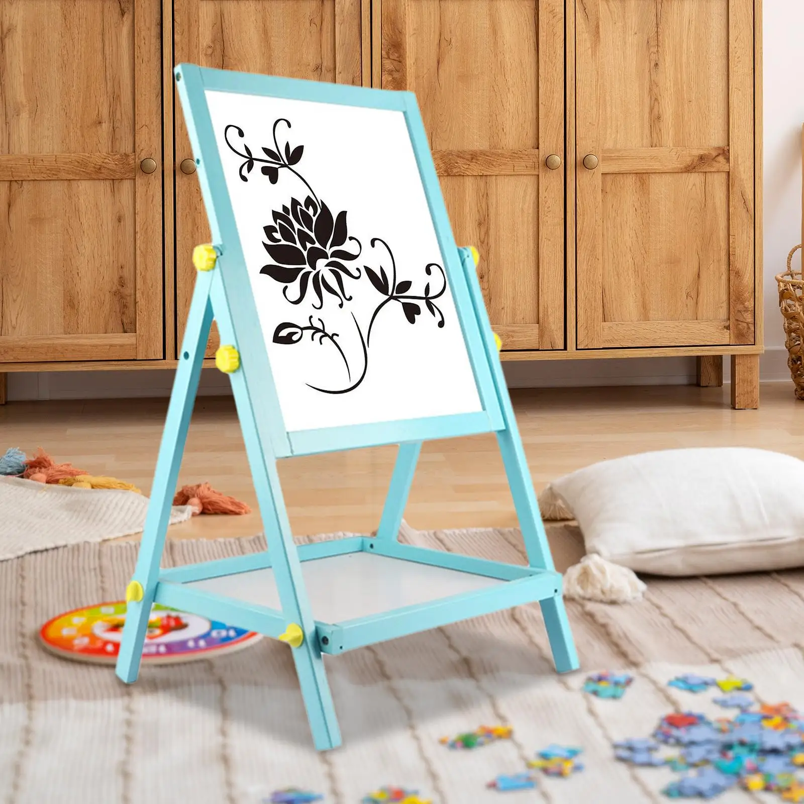 Art Easel Double Sided Whiteboard Chalkboard Drawing Board for Kids Children
