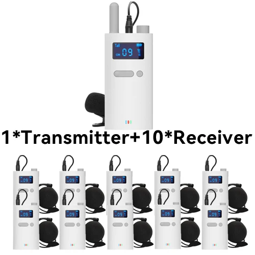Tebe Wireless Tour Guide System with Microphone Portable Audio Transmitter Receiver for Church Excursion Museum Conference