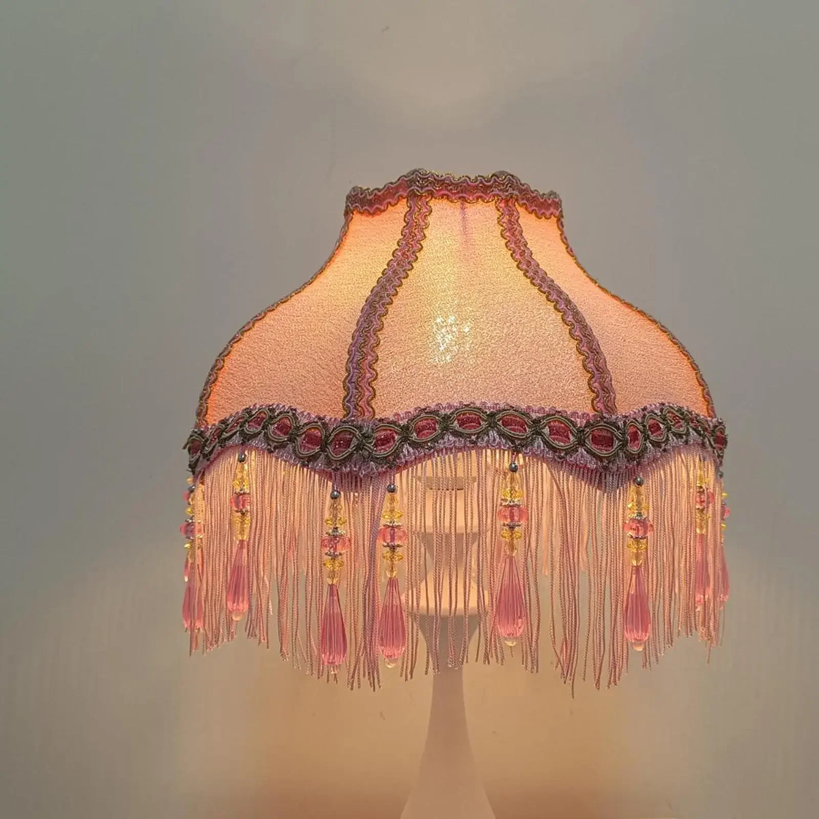 European Cloth Lampshade Fringe Lamp Shade Small Replacement for Bedside Table Lamp E27