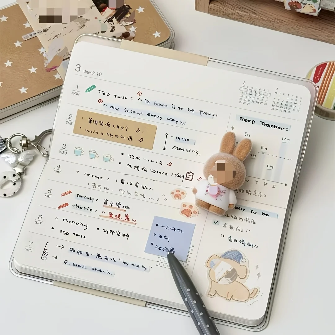2027 Japanese Retro Planner Notebook Pocket Daily Agenda Book Habit Tracker Journal Weekly Monthly Schedule Book Stationery Gift