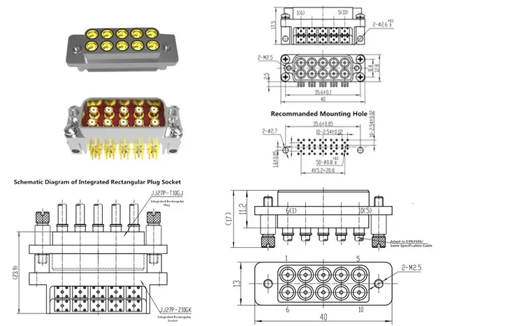 Integrated SMP/N/SMA RF Frequency 10 Position Pins High Density Connector