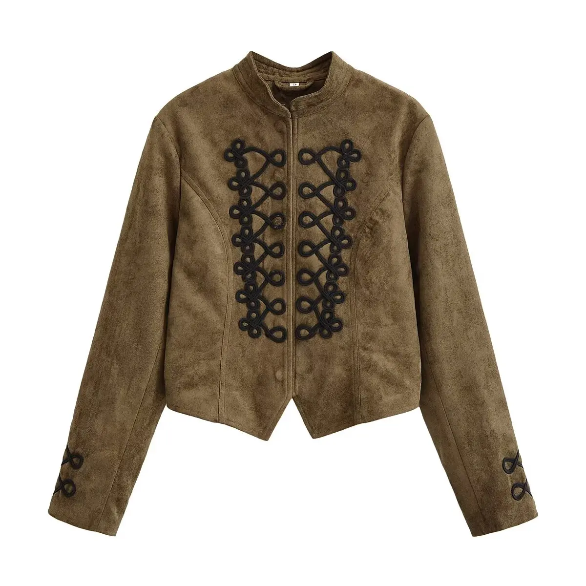 2026 Retro Napoleon Jacket for Women Short Rope Knot Decor Single Breasted Casual Spring Autumn Outwear Jacket