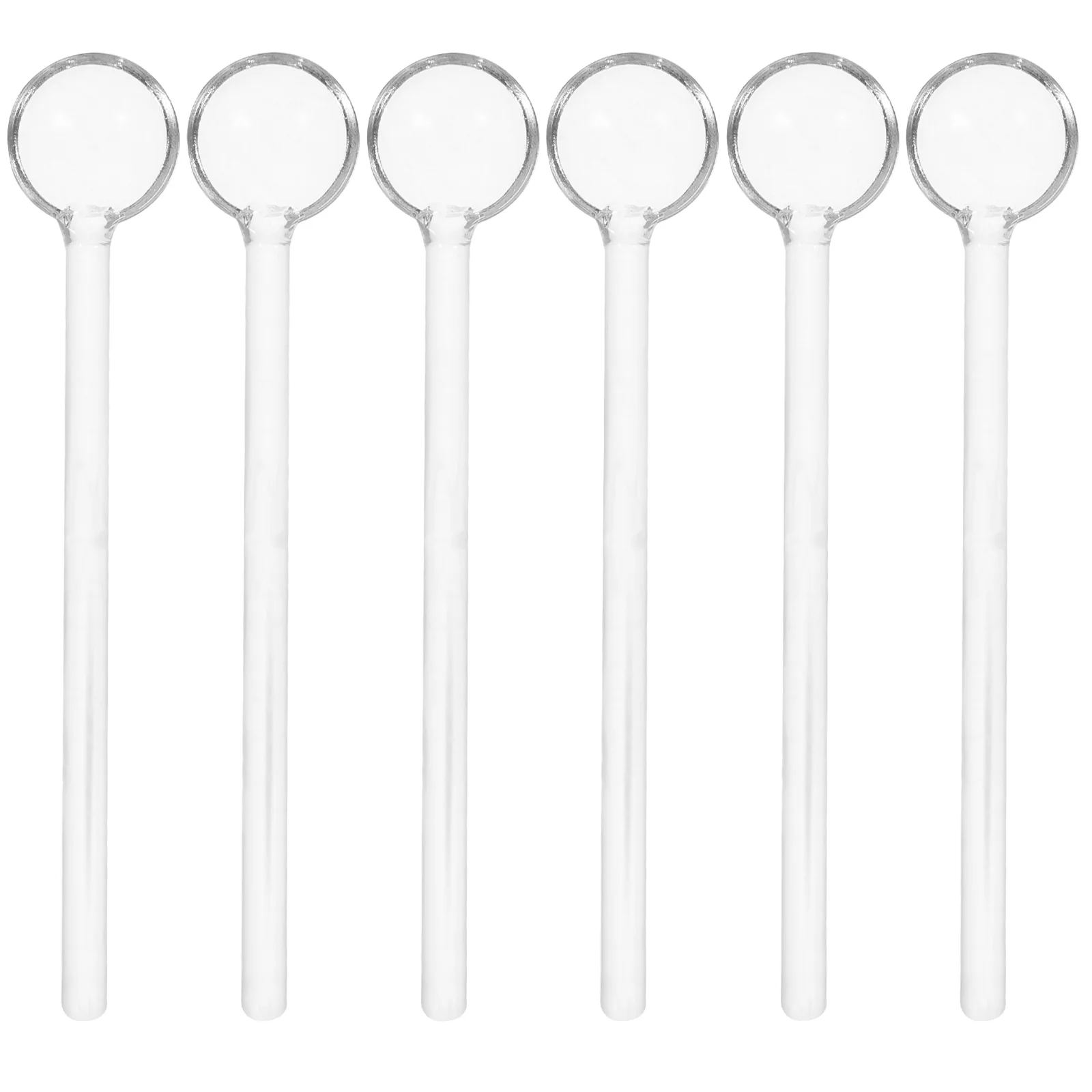 

6 PCS Dessert Spoon Glass Flatware Coffee Stirring Sugar Long Handle Tea Teaspoons