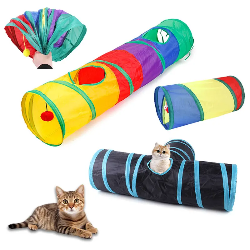 Cat Tunnel Foldable Pet Supplies Cat Toy Breathable Material Pass Play Tunnel Drill Barrel Small Pet Toy Indoor Loud Paper