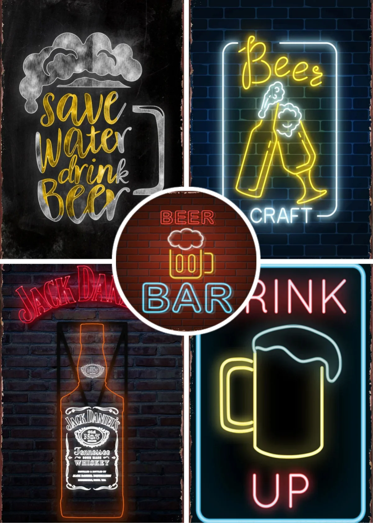 1pc Metal Sign Neon Bar Open Decoration Metal Plate Beer Wall Decor Room Decoration Retro Vintage For Art Home Club 8x12 Inch