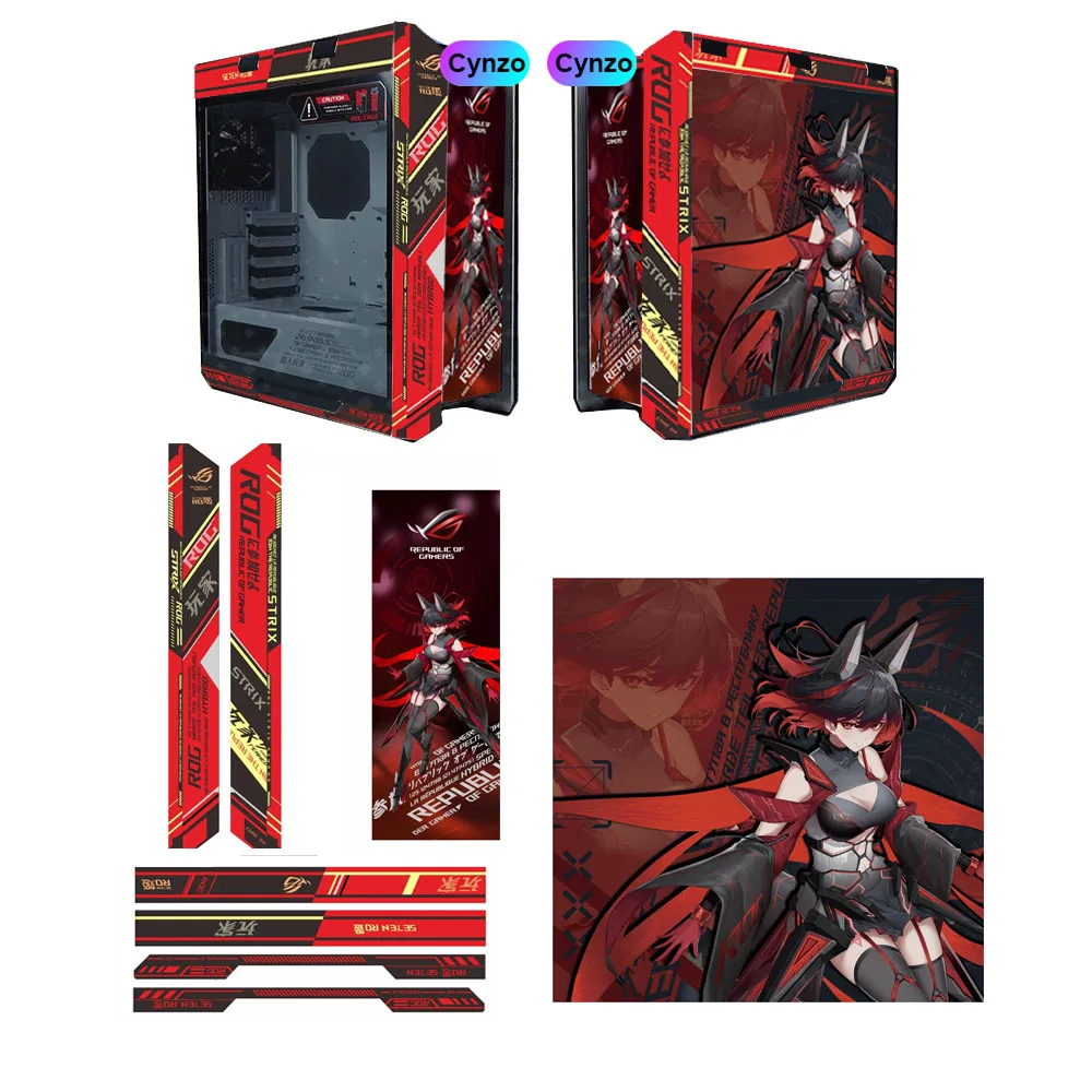 DIY Frame Stickers for Asus GX601 Case,MOD Helios Chassis Anime Stricker Paper Cover,ROG Gaming Cabinet Decorative Accessories