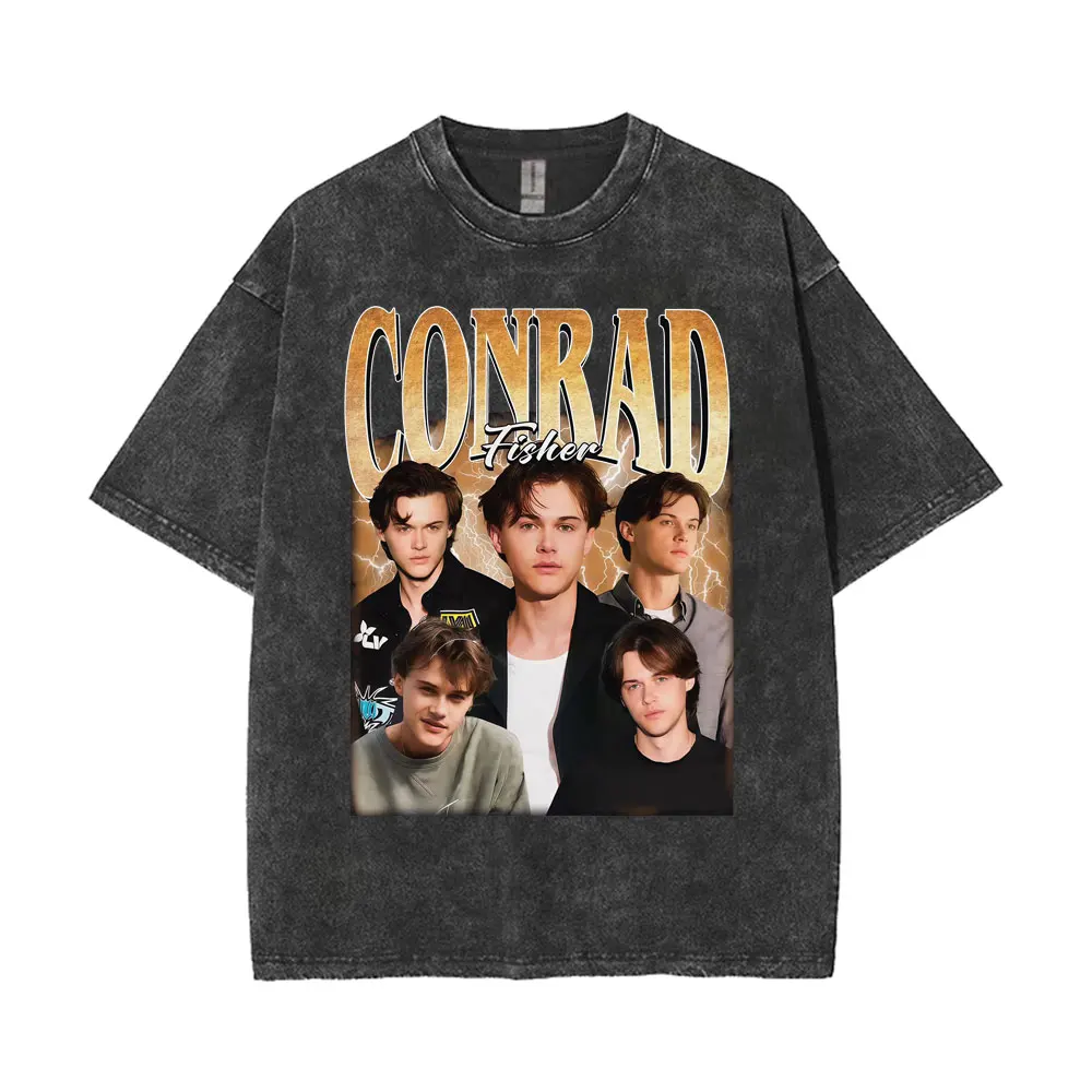 كونراد فيشر جولة خمر غسلها تي شيرت فريق كونراد أبناء الشاطئ الصيف الرومانسية تي شيرت الرجال النساء القطن المتضخم تي شيرت #3