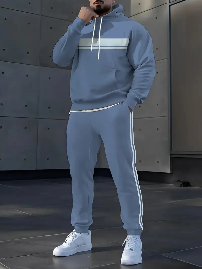 The new men's set for Spring and Autumn 2025 features a casual fashionable comfortable and soft 3D pattern print