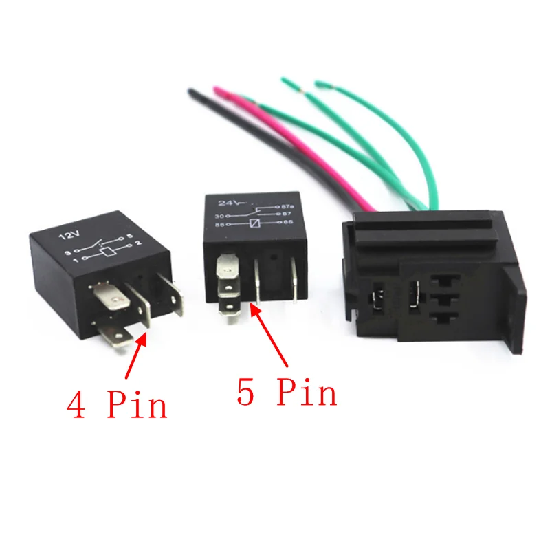 

4PCS Auto Car Truck SPDT Single Pole Double Throw Relay 4 Pin/ 5 Pin 40A DC 12V 24V or with Socket